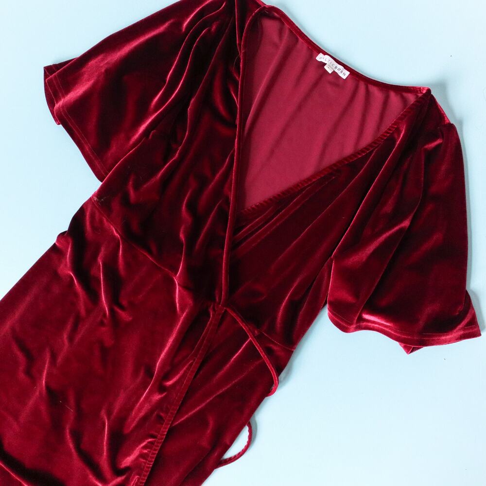 Baltic Born Meghan Mulberry Velvet Wrap Maxi Dress Size Large Formal - Picture 3 of 8